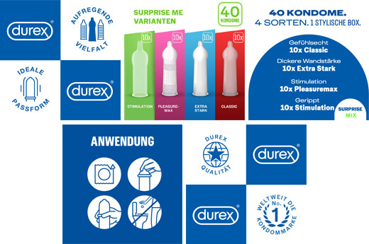 DUREX Surprise me condooms mix in doosje, 40 stuks