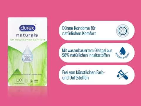 Video over Durex naturals condooms met glijmiddel op waterbasis, 10 stuks