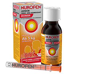 NUROFEN Junior Koorts- en pijnsap Aardbei 40 mg/ml, 100 ml