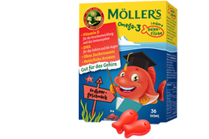 MÖLLER'S Omega-3 Gelei Vis Aardbei Kauwtabletten, 36 stuks