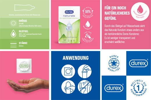 DUREX naturals condooms met glijmiddel op waterbasis, 10 stuks