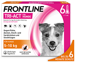 FRONTLINE Tri-Act druppeloplossing voor honden 5-10 kg, 6 st