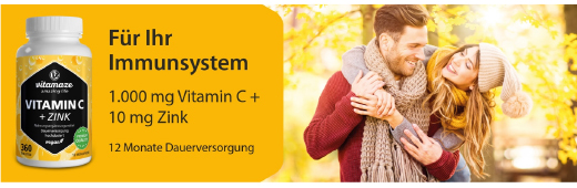 VITAMIN C 1000 mg hoge dosis+zink veganistische tabletten, 180 stuks