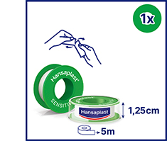 HANSAPLAST Gevoelige fixatiepleister 1,25 cm x 5 m, 1 st