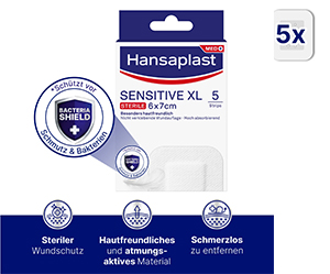 HANSAPLAST Gevoelig wondverband steriel 6x7 cm, 5 st