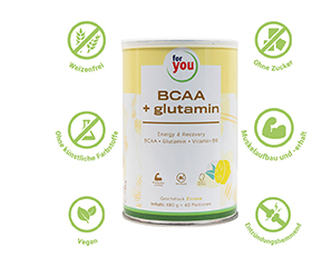 FOR YOU BCAA+glutamine Energie & Recovery Citroen, 480 g