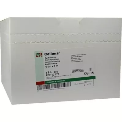 CELLONA Synthetische watten steriel 6 cmx3 m, 8 stuks