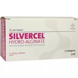 SILVERCEL Hydroalginaattamponade 2,5x30,5 cm, 5 st