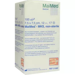 SCHLITZKOMPRESSEN 7,5x7,5 cm niet-steriel 12-voudig, 100 stuks