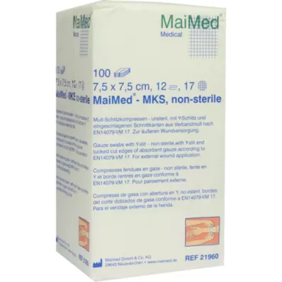 SCHLITZKOMPRESSEN 7,5x7,5 cm niet-steriel 12-voudig, 100 stuks