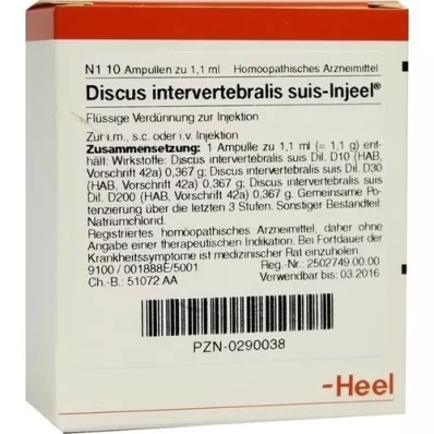 DISCUS INTERVERTEBRALIS suis Injeel ampullen, 10 stuks