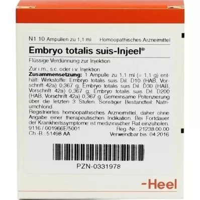 EMBRYO totalis suis Injeel-ampullen, 10 stuks EMBRYO totalis suis Injeel-ampullen, 10 stuks