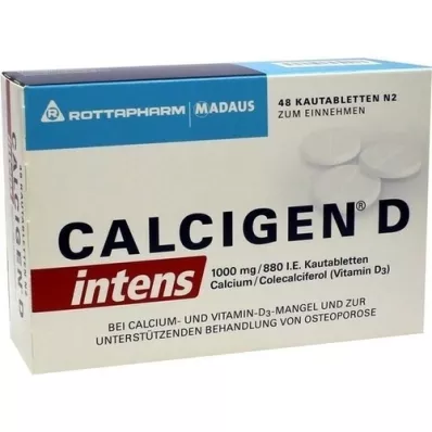 CALCIGEN D intens 1000 mg/880 IE kauwtabletten, 48 stuks CALCIGEN D intens 1000 mg/880 IE kauwtabletten, 48 stuks