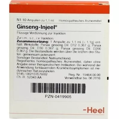 GINSENG INJEEL Ampullen, 10 stuks GINSENG INJEEL Ampullen, 10 stuks