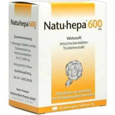 NATU HEPA 600 mg omhulde tabletten, 50 stuks