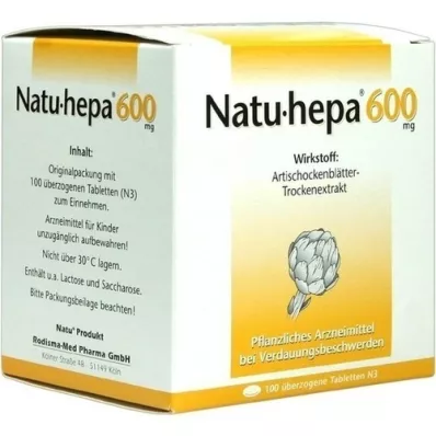 NATU HEPA 600 mg omhulde tabletten, 100 stuks NATU HEPA 600 mg omhulde tabletten, 100 stuks