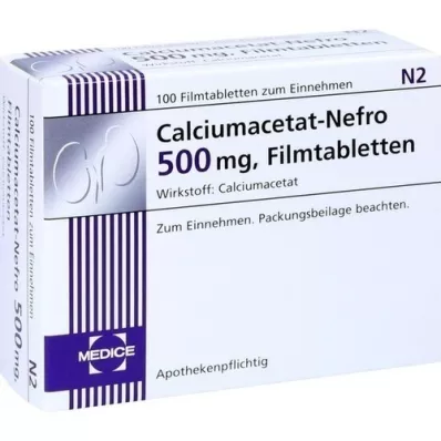 CALCIUMACETAT NEFRO 500 mg filmomhulde tabletten, 100 stuks