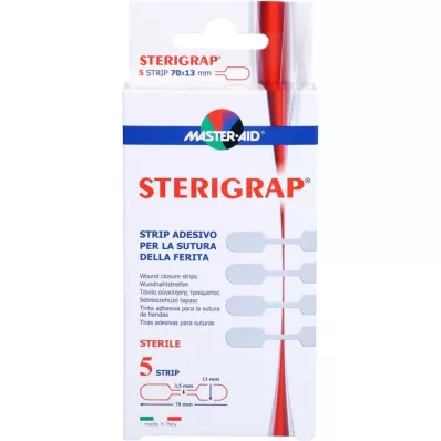 STERIGRAP Wondhechtstrips 13x70 mm botvorm, 5 stuks STERIGRAP Wondhechtstrips 13x70 mm botvorm, 5 stuks