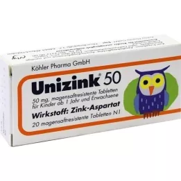 UNIZINK 50 maagsapresistente tabletten, 20 stuks