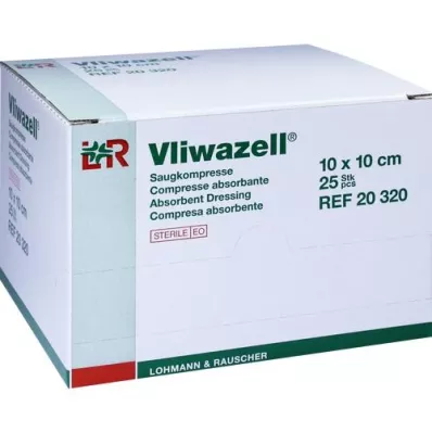 VLIWAZELL Zuigkompressen steriel 10x10 cm, 25 stuks