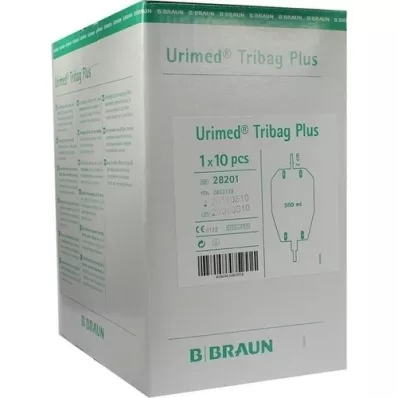 URIMED Tribag Plus urinezak 500ml met 2cm lus, 10 st URIMED Tribag Plus urinezak 500ml met 2cm lus, 10 st