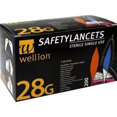 WELLION Veiligheidslancetten 28 G veiligheidswegwerplans, 200 stuks