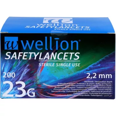 WELLION Veiligheidslancetten 23 G veiligheidswegwerplans, 200 stuks