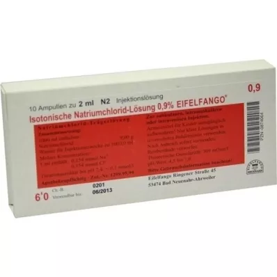 ISOTONISCHE NaCl-oplossing 0,9% Eifelfango Inj. oplossing, 10X2 ml