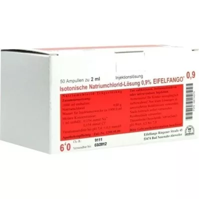 ISOTONISCHE NaCl-oplossing 0,9% Eifelfango Inj. oplossing, 50X2 ml
