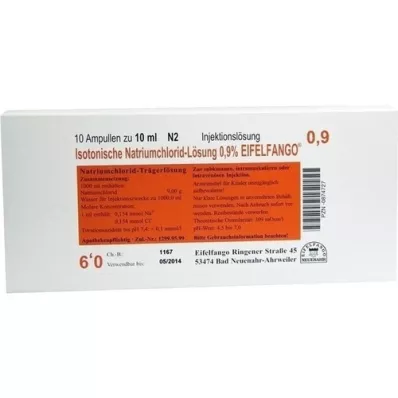 ISOTONISCHE NaCl-oplossing 0,9% Eifelfango Inj. oplossing, 10X10 ml