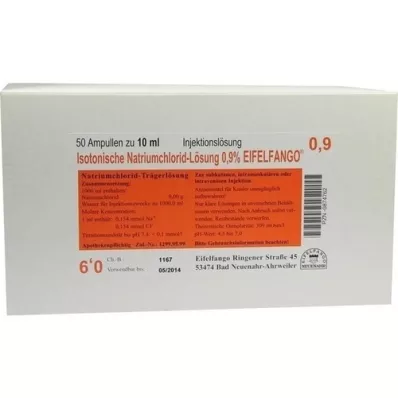 ISOTONISCHE NaCl-oplossing 0,9% Eifelfango Inj. oplossing, 50X10 ml