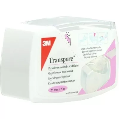 TRANSPORE 2,5 cmx5 m pleister op dispenser, 1 stuk