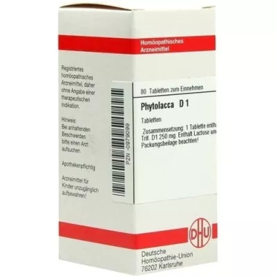 PHYTOLACCA D 1 tabletten, 80 stuks PHYTOLACCA D 1 tabletten, 80 stuks