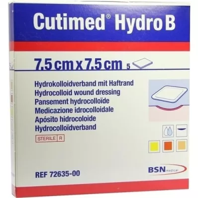 CUTIMED Hydro B Hydrok.Ver.7,5x7,5 cm met plakstrip, 5 st CUTIMED Hydro B Hydrok.Ver.7,5x7,5 cm met plakstrip, 5 st