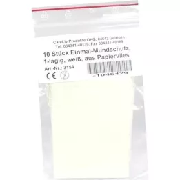 MUNDSCHUTZ PAPIERVLIES met elastiek wit, 10 st
