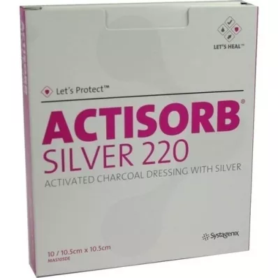 ACTISORB 220 Zilver 10,5x10,5 cm steriele kompressen, 10 stuks