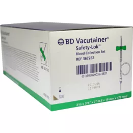 BD VACUTAINER Safety Lok 21 G 18 cm bloedafnameset, 50-dlg