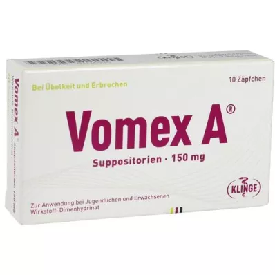 VOMEX Een zetpillen van 150 mg, 10 stuks VOMEX Een zetpillen van 150 mg, 10 stuks