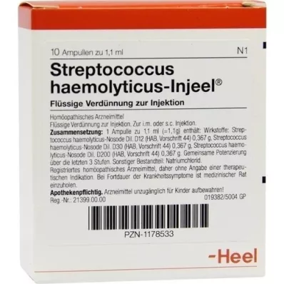 STREPTOCOCCUS HAEMOLYTICUS Injeel-ampullen, 10 stuks STREPTOCOCCUS HAEMOLYTICUS Injeel-ampullen, 10 stuks