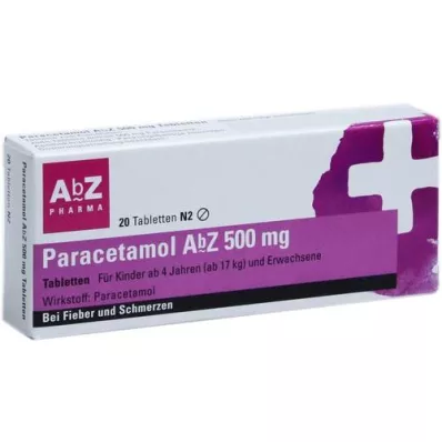 PARACETAMOL AbZ 500 mg tabletten, 20 stuks PARACETAMOL AbZ 500 mg tabletten, 20 stuks