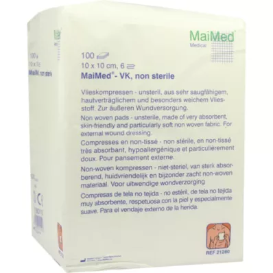 VLIESKOMPRESSEN 10x10 cm niet-steriel 6-voudig, 100 st VLIESKOMPRESSEN 10x10 cm niet-steriel 6-voudig, 100 st