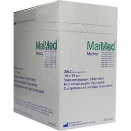 VLIESKOMPRESSEN 10x10 cm steriel 6-voudig, 25X2 st