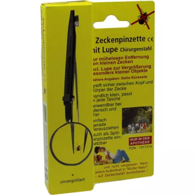 ZECKENPINZETTE Chirurgisch staal met vergrootglas, 1 stuk