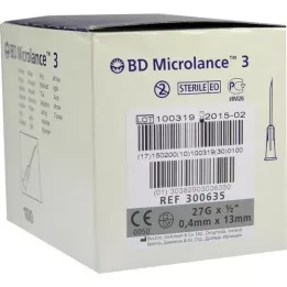 BD MICROLANCE 3 speciale canules 27 G 1/2 0,4x13 mm, 100 stuks