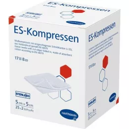 ES-KOMPRESSEN steriel 5x5 cm 8-voudig, 25X2 st