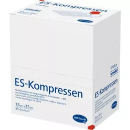 ES-KOMPRESSEN steriel 7,5x7,5 cm 8-voudig, 25X2 st
