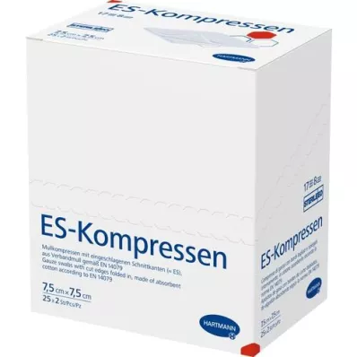 ES-KOMPRESSEN steriel 7,5x7,5 cm 8-voudig, 25X2 st ES-KOMPRESSEN steriel 7,5x7,5 cm 8-voudig, 25X2 st