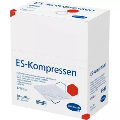ES-KOMPRESSEN steriel 10x10 cm 8-voudig, 25X2 st