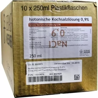 ISOTONISCHE Zoutoplossing 0,9% plastic inf. oplossing, 10X250 ml ISOTONISCHE Zoutoplossing 0,9% plastic inf. oplossing, 10X250 ml