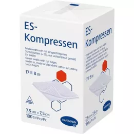 ES-KOMPRESSEN niet-steriel 7,5x7,5 cm 8-voudig, 100 stuks